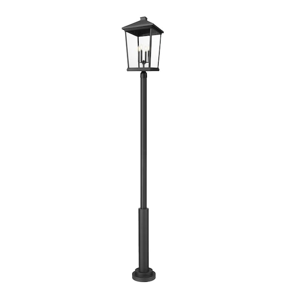 Z-Lite Beacon 4 Light Outdoor Post Mount Fixture, 16in. W x 125.5in. H, Black 568PHXXLR-5010P-BK - main